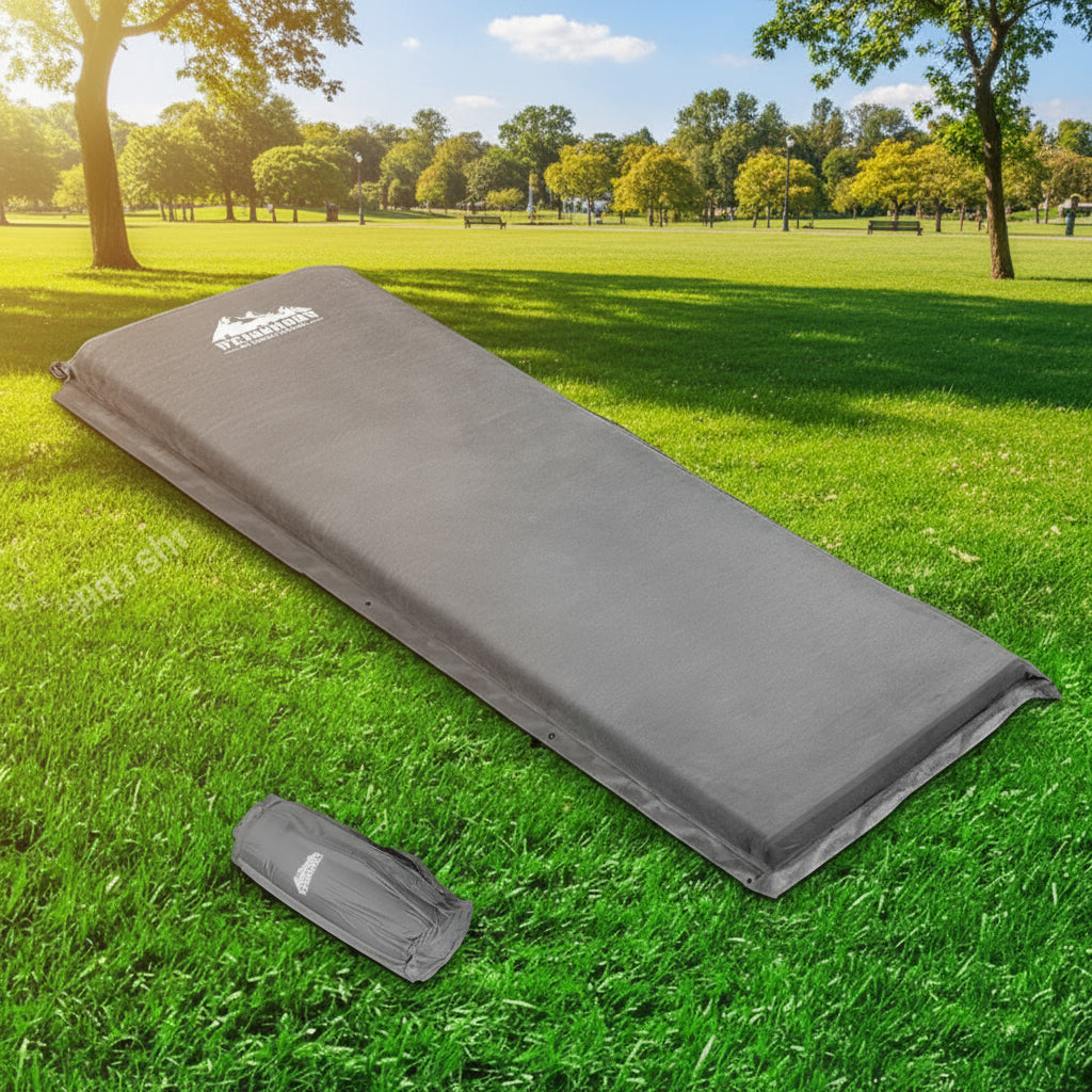 Weisshorn Self Inflating Mattress Camping Sleeping Mat Air Bed Single Grey