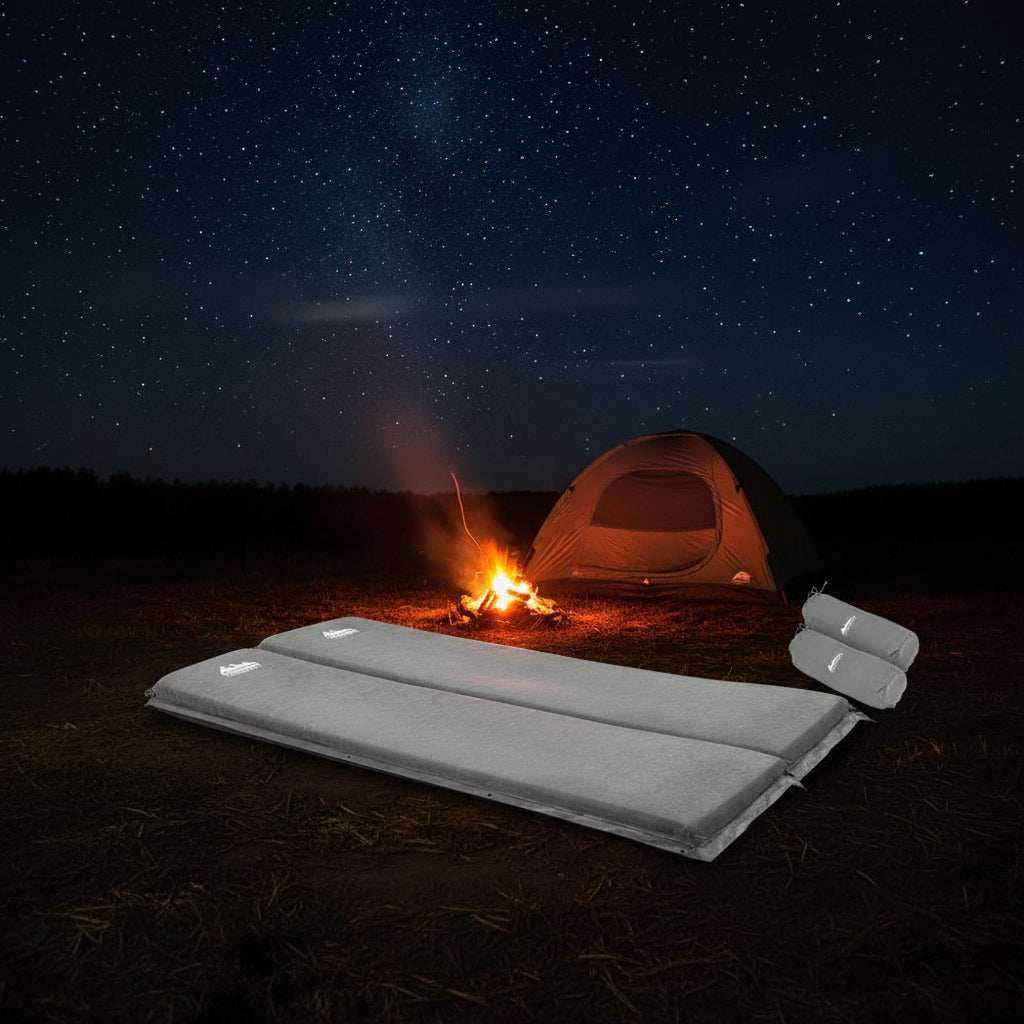 Weisshorn Self Inflating Mattress Camping Sleeping Mat Air Bed Double Set Grey
