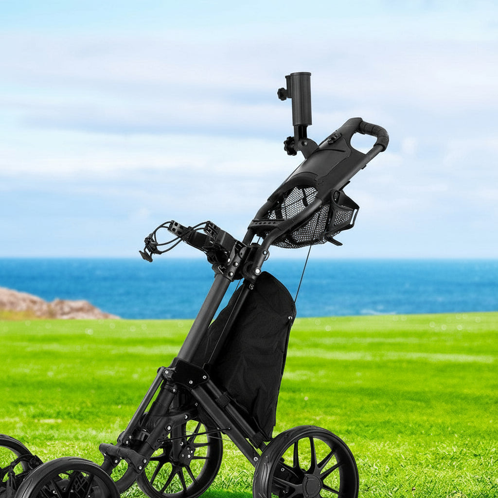 Everfit Golf Buggy Foldable Trolley Golf Cart Wheels Umbrella Bottle Holder