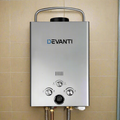 Devanti Portable Gas Water Heater 8L/Min LPG System Grey