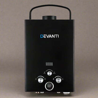 Devanti Portable Gas Water Heater 8L/Min With Pump LPG System Black