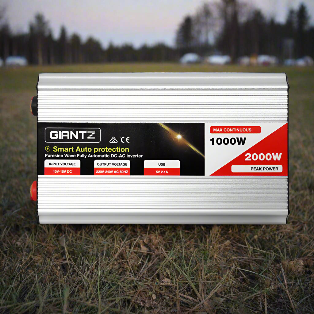 Giantz Power Inverter 1000W or 2000W Pure Sine Wave 12V-240V Camping Boat Caravan