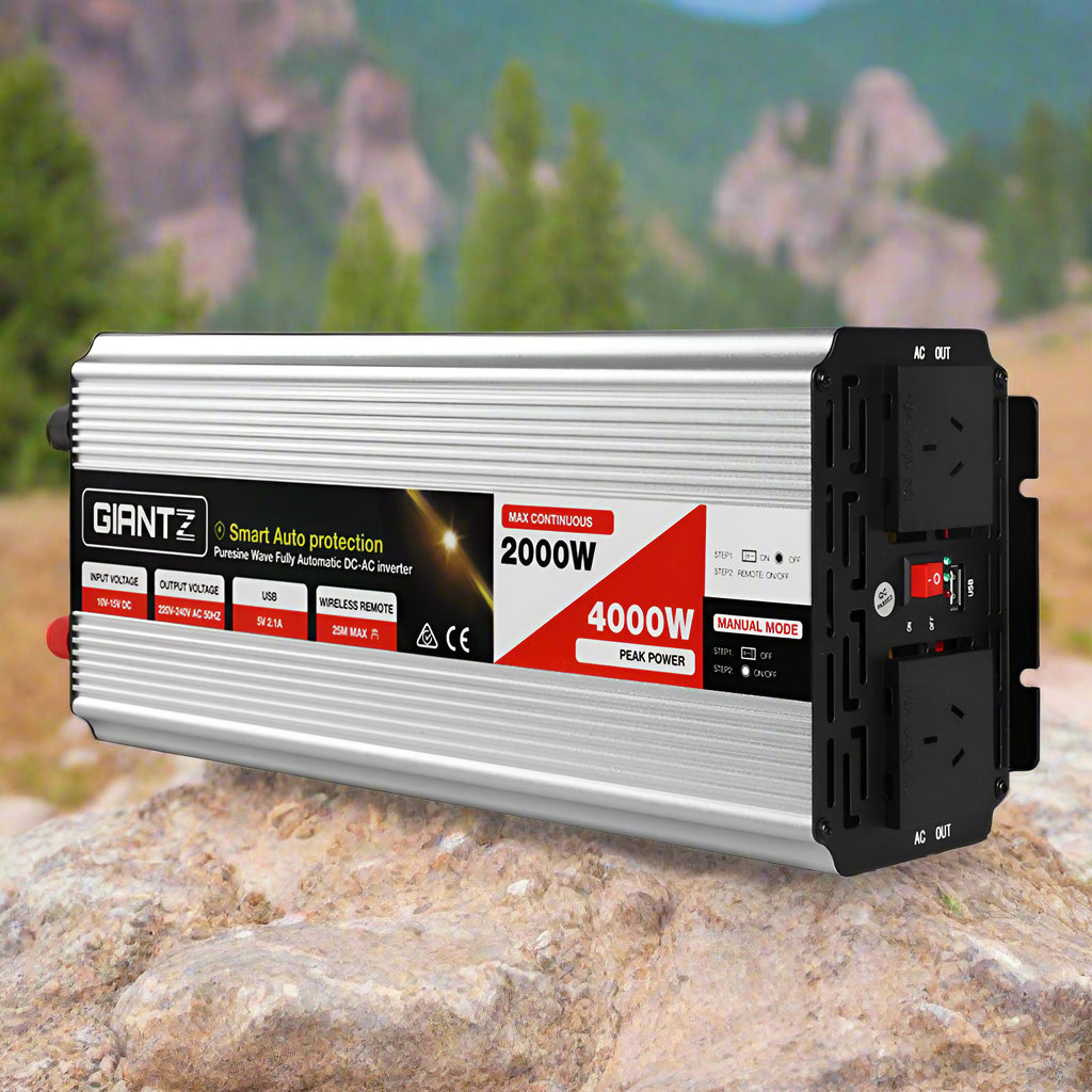 Giantz Power Inverter 2000W or 4000W Pure Sine Wave 12V-240V Camping Boat Caravan