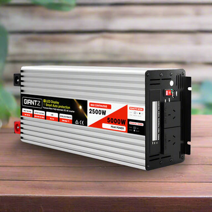 Giantz Power Inverter 12V to 240V 2500W/5000W Pure Sine Wave Camping Car Boat
