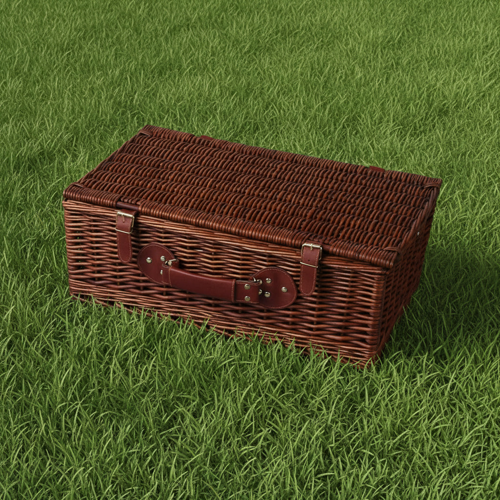 Alfresco 4 Person Picnic Basket Set Insulated Blanket Storage Bag