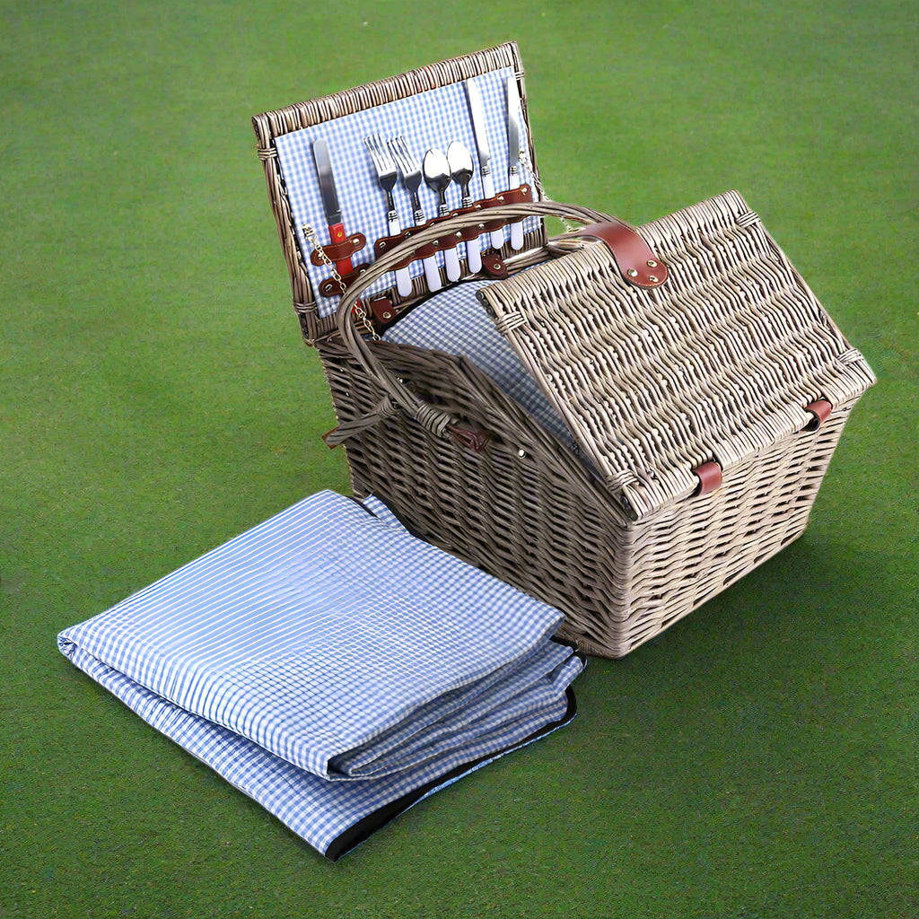 Alfresco 4 Person Picnic Basket Set Baskets Insulated Blanket Bag