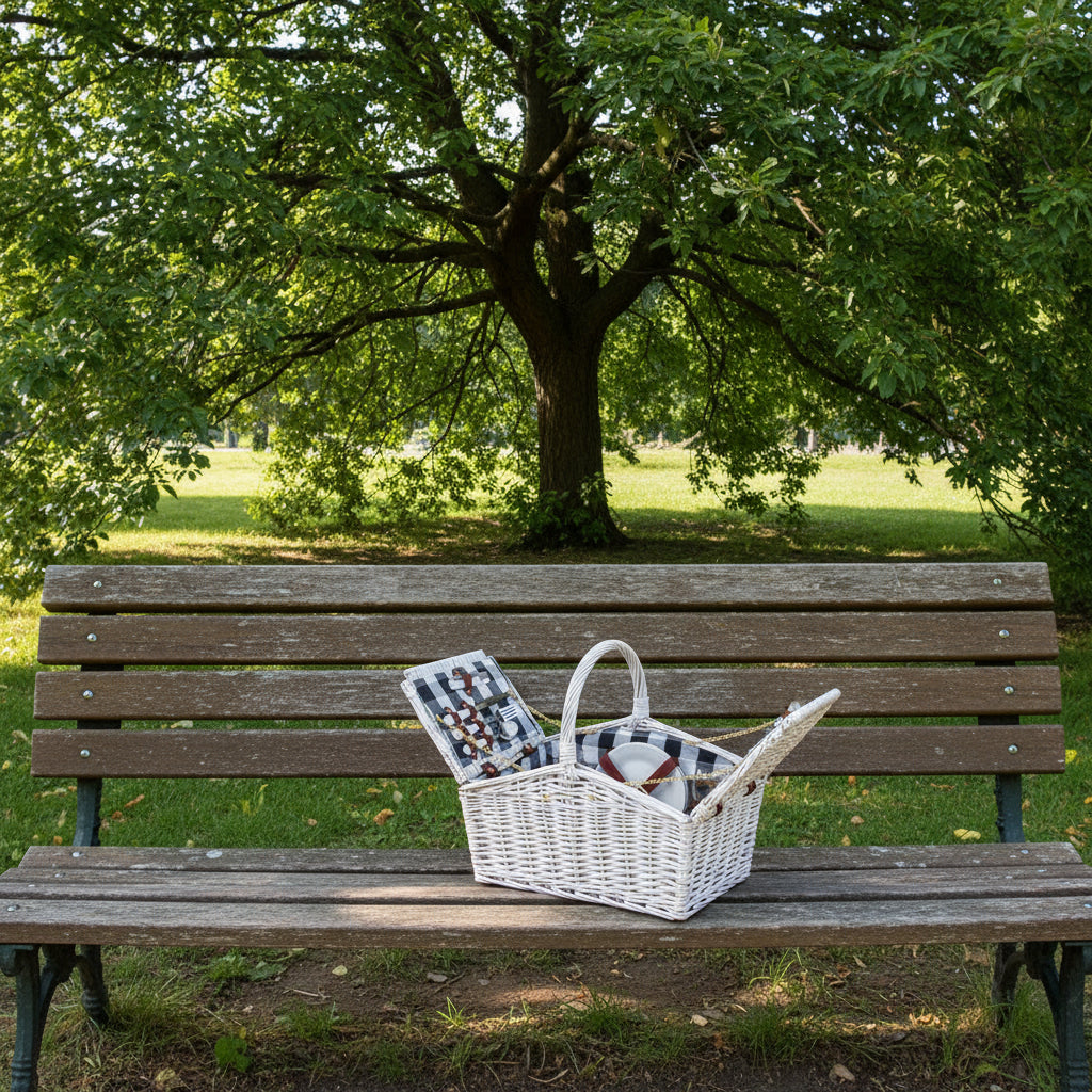 Alfresco 2 Person Picnic Basket Set Willow Vintage Baskets Insulated Blanket Bag