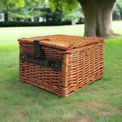 Alfresco 2 Person Picnic Basket Set Vintage Outdoor Baskets Insulated Blanket