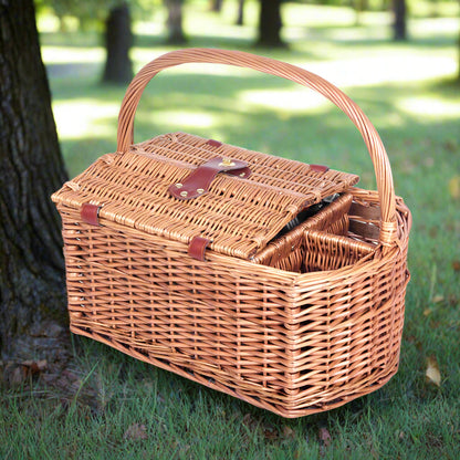Alfresco 4 Person Picnic Basket Set Insulated Outdoor Blanket Bag