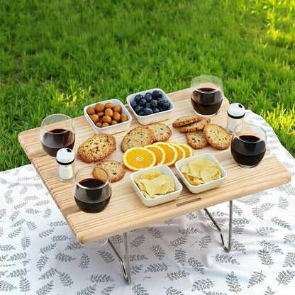 Alfresco 4 Person Picnic Basket Set with Table Blanket Cooler Wooden Insulated