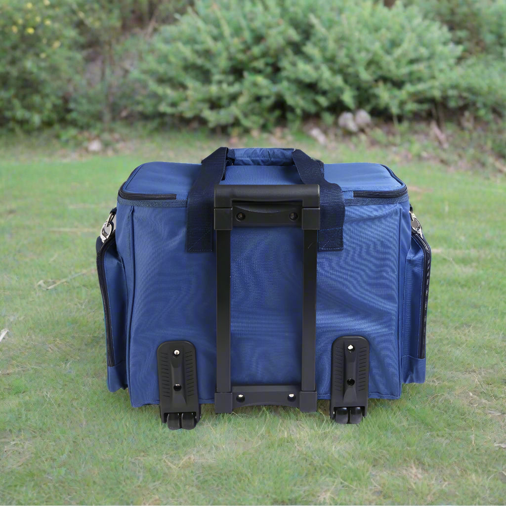 Alfresco 6 Person Picnic Basket Set Bag Wheels Insulated Trolley