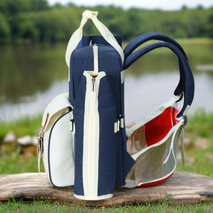 Alfresco 4 Person Picnic Basket Set Backpack Bag Insulated Blue