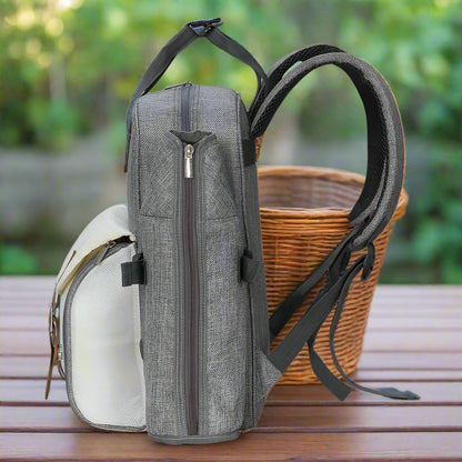 Alfresco 4 Person Picnic Basket Set Backpack Bag Insulated Grey