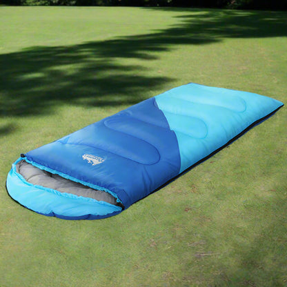 Weisshorn Sleeping Bag Kids Single 172cm Thermal Camping Hiking Blue
