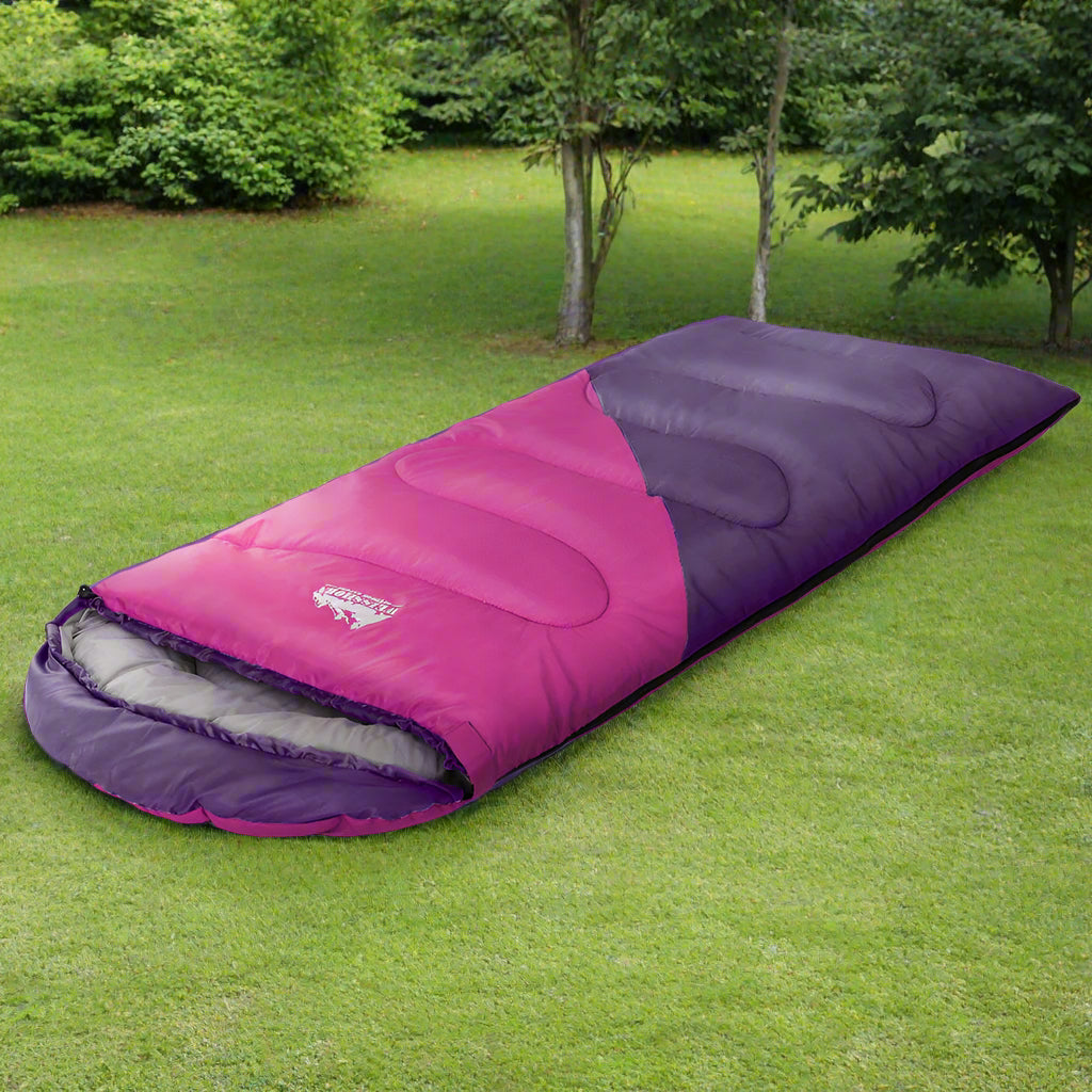 Weisshorn Sleeping Bag Kids Single 172cm Thermal Camping Hiking Pink