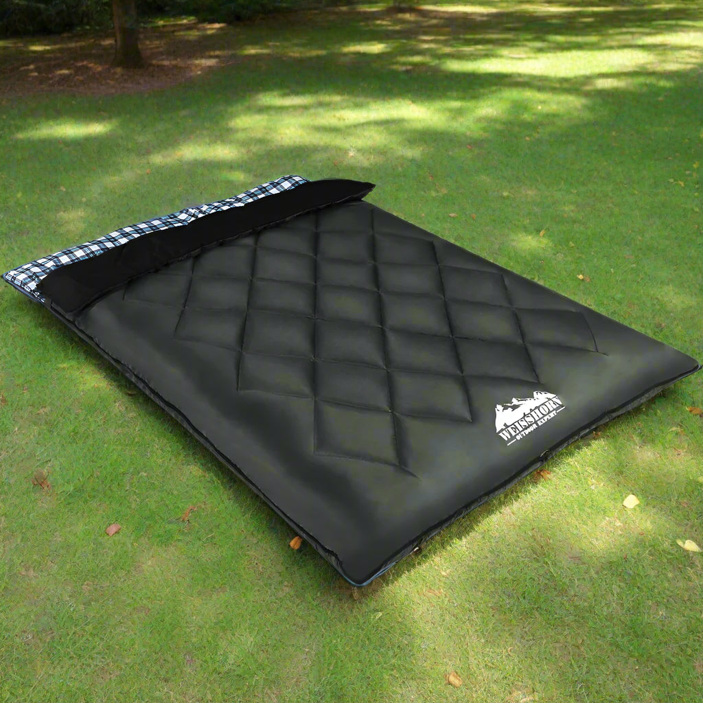 Weisshorn Sleeping Bag Double Pillow Thermal Camping Hiking Tent Grey -10&deg;C
