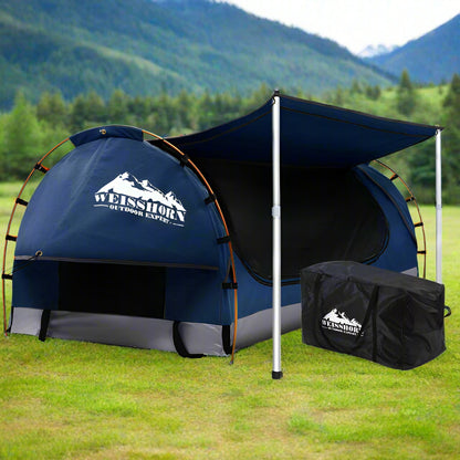 Weisshorn Double Swag Camping Swags Canvas Free Standing Dome Tent Dark Blue