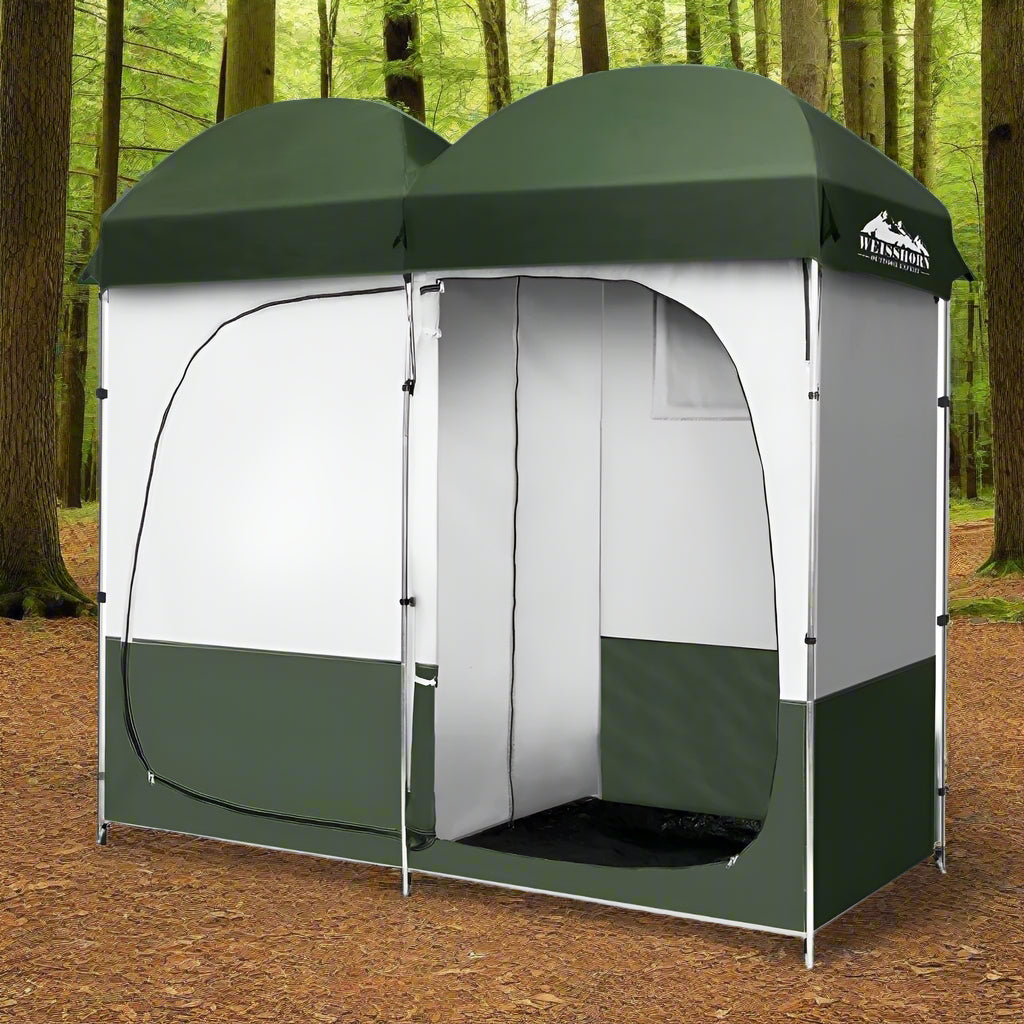 Weisshorn Double Camping Shower Toilet Tent Outdoor Portable Change Room