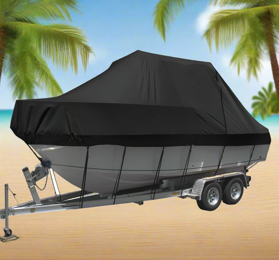 Seamanship Boat Cover 19-21ft Trailerable Jumbo Marine Grade Heavy Duty Black