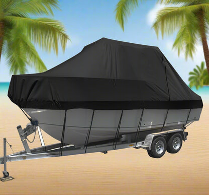 Seamanship Boat Cover 19-21ft Trailerable Jumbo Marine Grade Heavy Duty Black