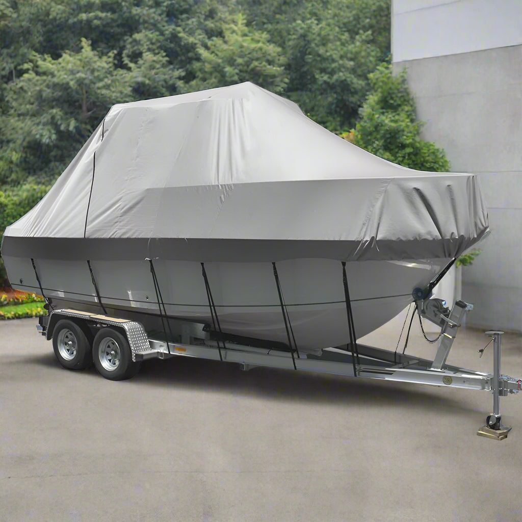 Seamanship Boat Cover 21-23ft Trailerable Jumbo Marine 600D Heavy Duty Grey