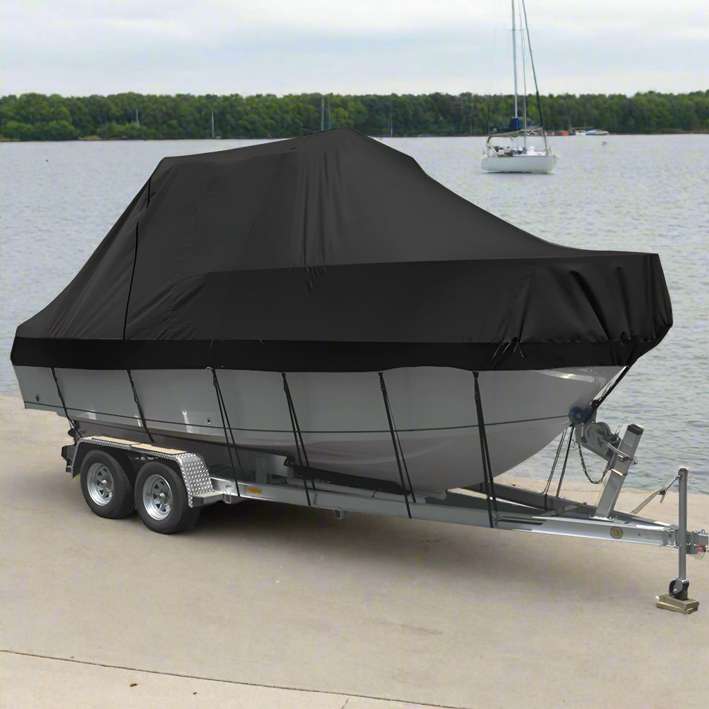 Seamanship Boat Cover 25-27ft Trailerable Jumbo Marine 600D Heavy Duty Black