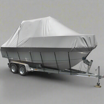 Seamanship Boat Cover 25-27ft Trailerable Jumbo Marine 600D Heavy Duty Grey