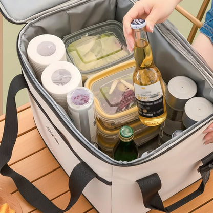 Blue Portable Insulated Cooler Bag for Camping & Picnics - Durable Outdoor Storage Tote