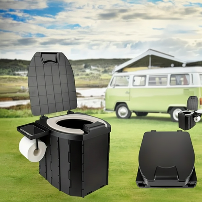 Portable folding toilets with PU seat cushions and portable toilets with covers, suitable for RVS, cars, camping and hiking