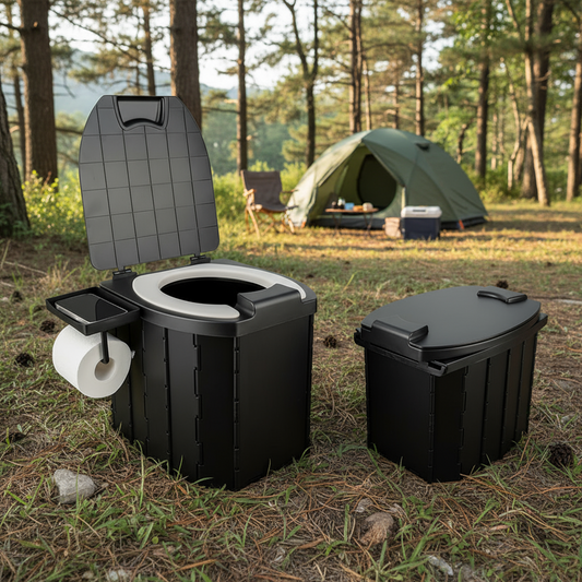 Portable folding toilets with PU seat cushions and portable toilets with covers, suitable for RVS, cars, camping and hiking
