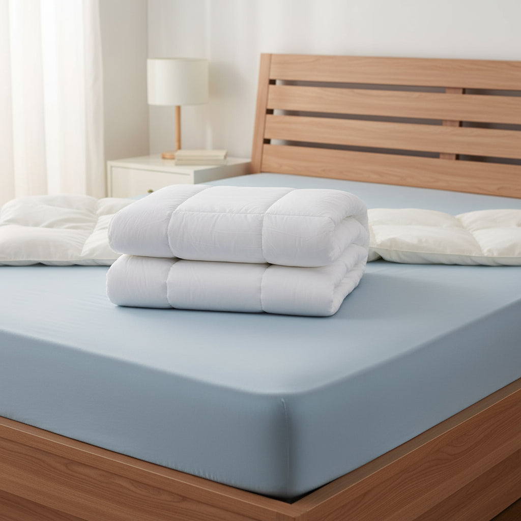 Royal Comfort Fitted Foam Cover Underlay Goose Mattress Topper 1000GSM - Queen - White