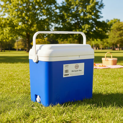 33L Portable Cooler Box Ice Chest for Picnic, Camping, Fishing, Caravan