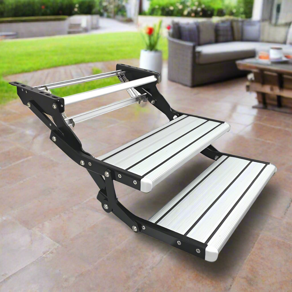 Aluminium Double Caravan Step Pull Out Folding Steps For Road RV Camper Trailer