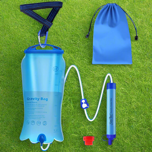 Survival Portable Water Purifier Filter Straw Gravity Water Filtration System 3L