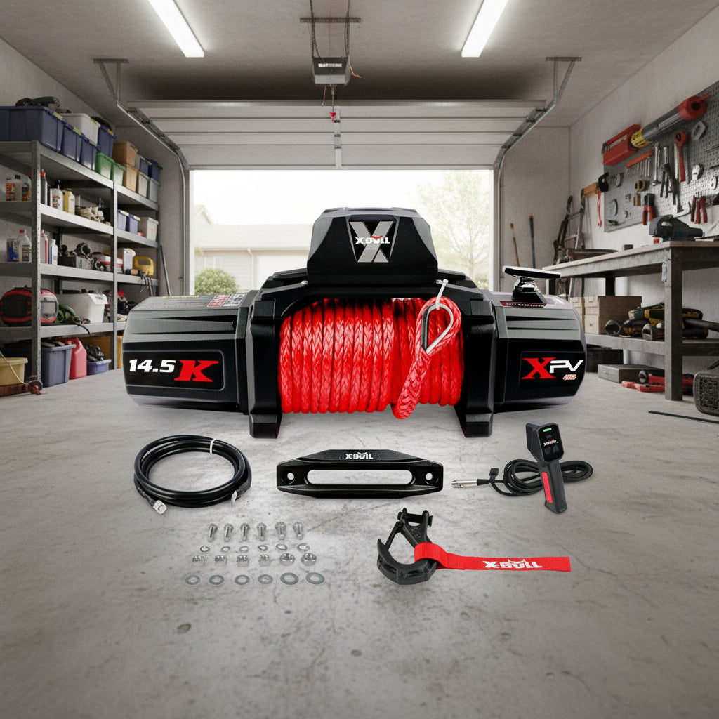 X-BULL Electric Winch 12V Synthetic Rope Wireless 14500LB Remote 4X4 4WD Boat