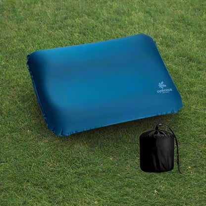 Self Inflating Camping Pillow with Ergonomic 4D Support - Blue