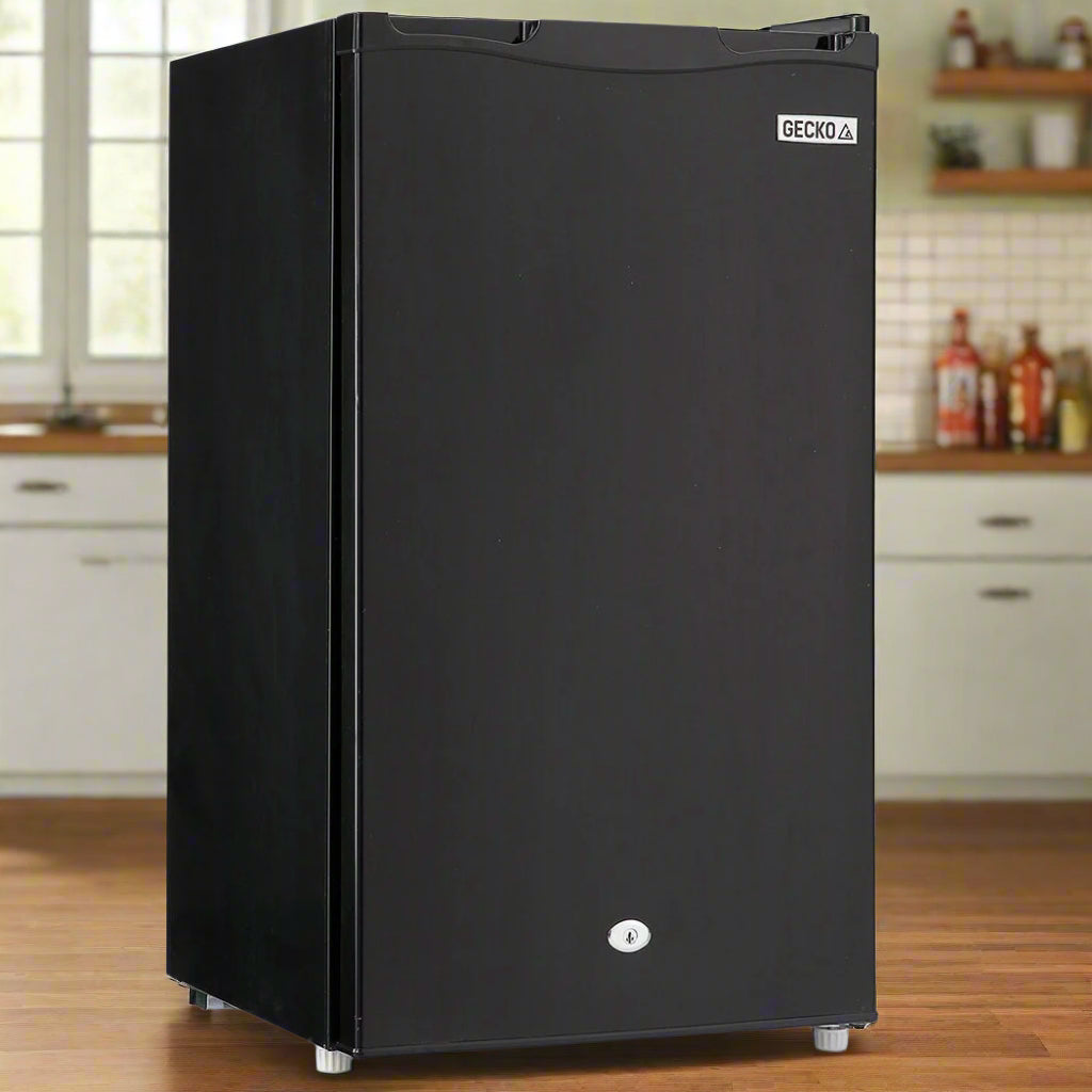 GECKO 95L Portable Upright Fridge and Freezer, 12V/24V for Camping, Caravans, Black