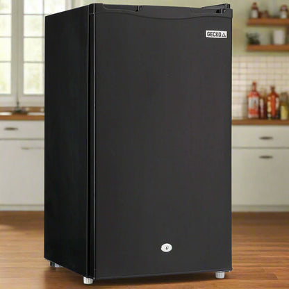 GECKO 95L Portable Upright Fridge and Freezer, 12V/24V for Camping, Caravans, Black