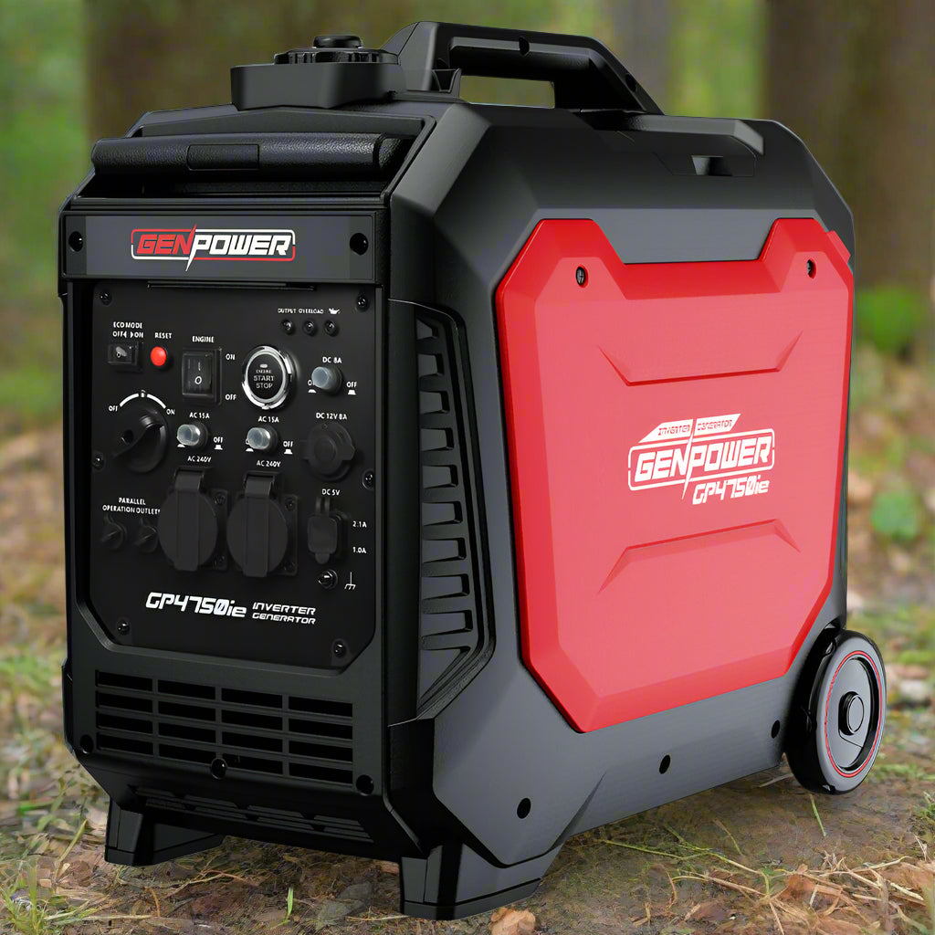 GENPOWER 4.7kW Peak 3.8kW Inverter Generator, Push Button & Remote Start, Portable w/ Wheels, Camping, Backup, Mobile A/C