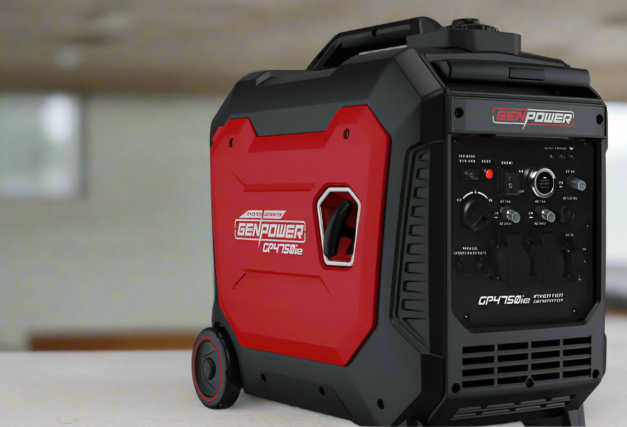 GENPOWER 4.7kW Peak 3.8kW Inverter Generator, Push Button & Remote Start, Portable w/ Wheels, Camping, Backup, Mobile A/C