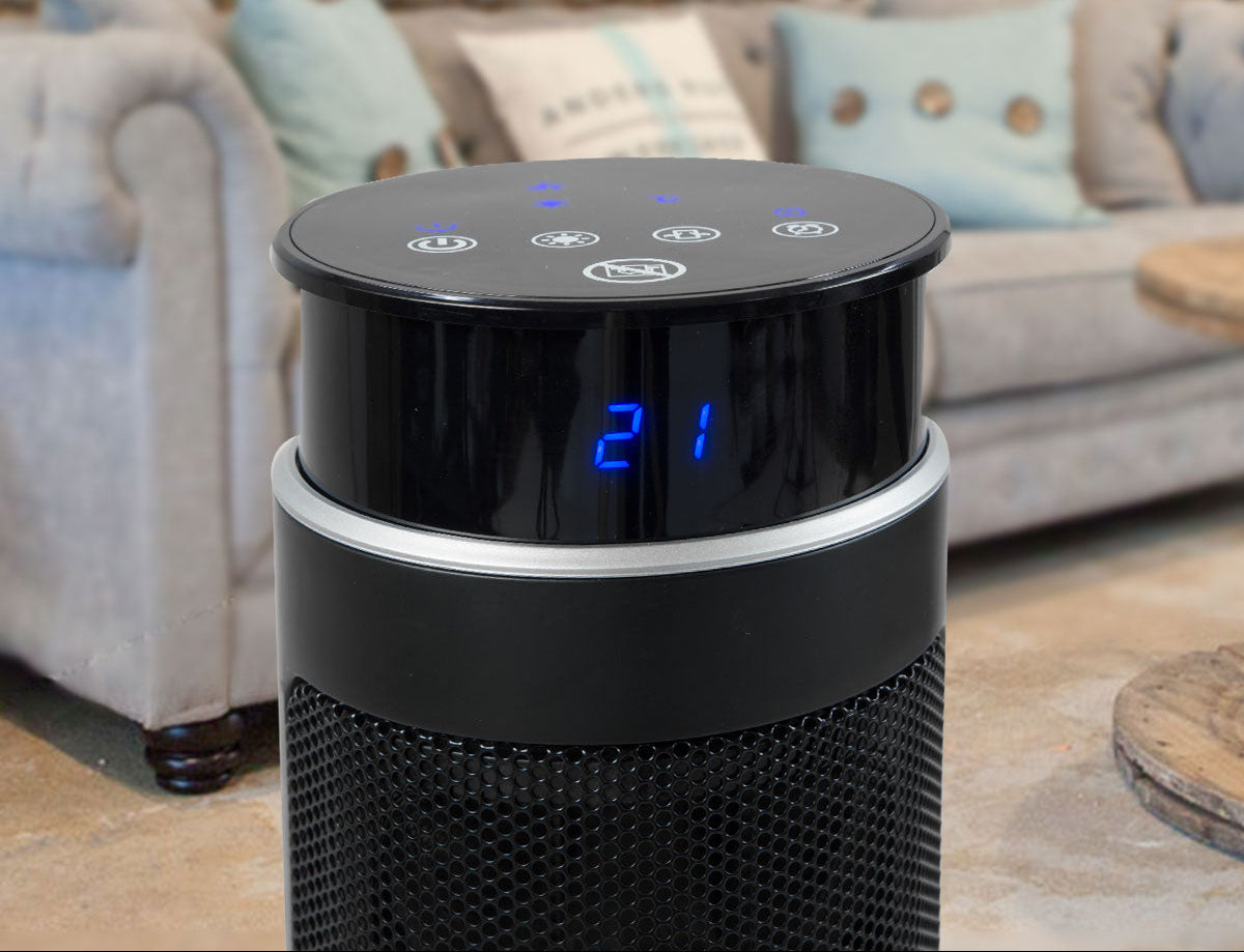 Pronti Electric Tower Heater 2000W Ceramic Portable Remote - Black