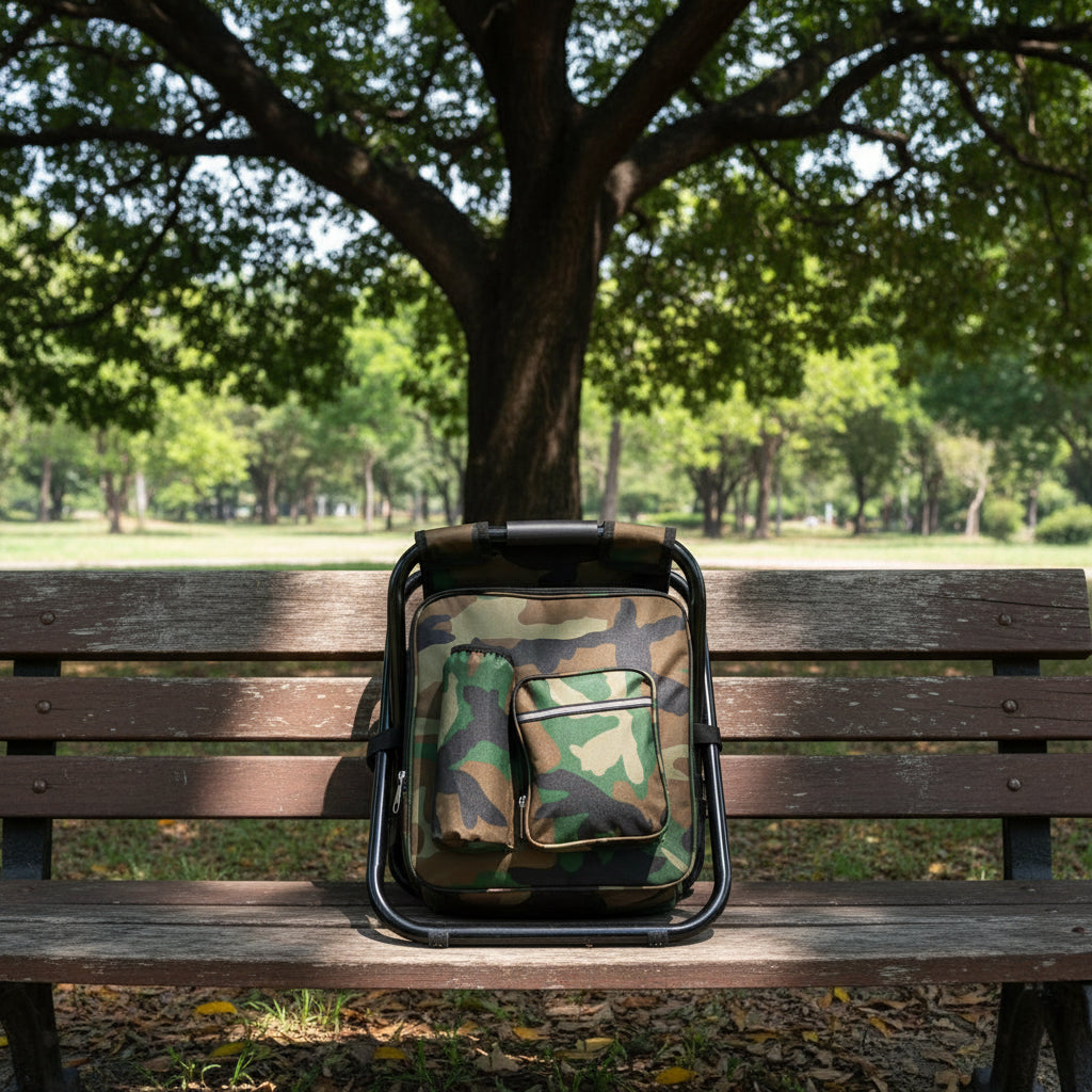 Portable Folding Backpack Chair Camping Stool Cooler Bag Rucksack Beach Fishing 150kg load Green