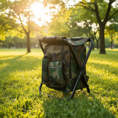 Portable Folding Backpack Chair Camping Stool Cooler Bag Rucksack Beach Fishing 150kg load Green