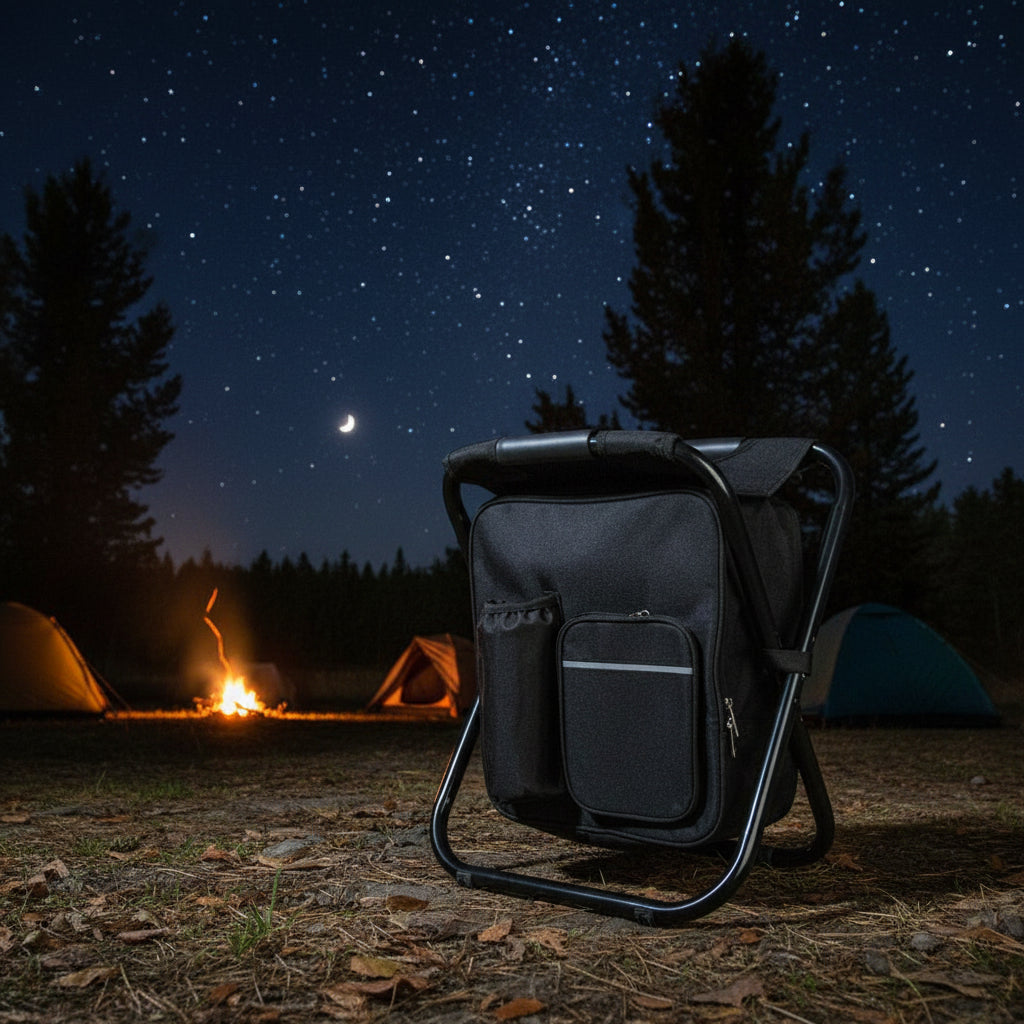 Portable Folding Backpack Chair Camping Stool Cooler Bag Rucksack Beach Fishing 150kg load Green