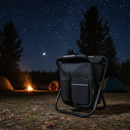 Portable Folding Backpack Chair Camping Stool Cooler Bag Rucksack Beach Fishing 150kg load Green