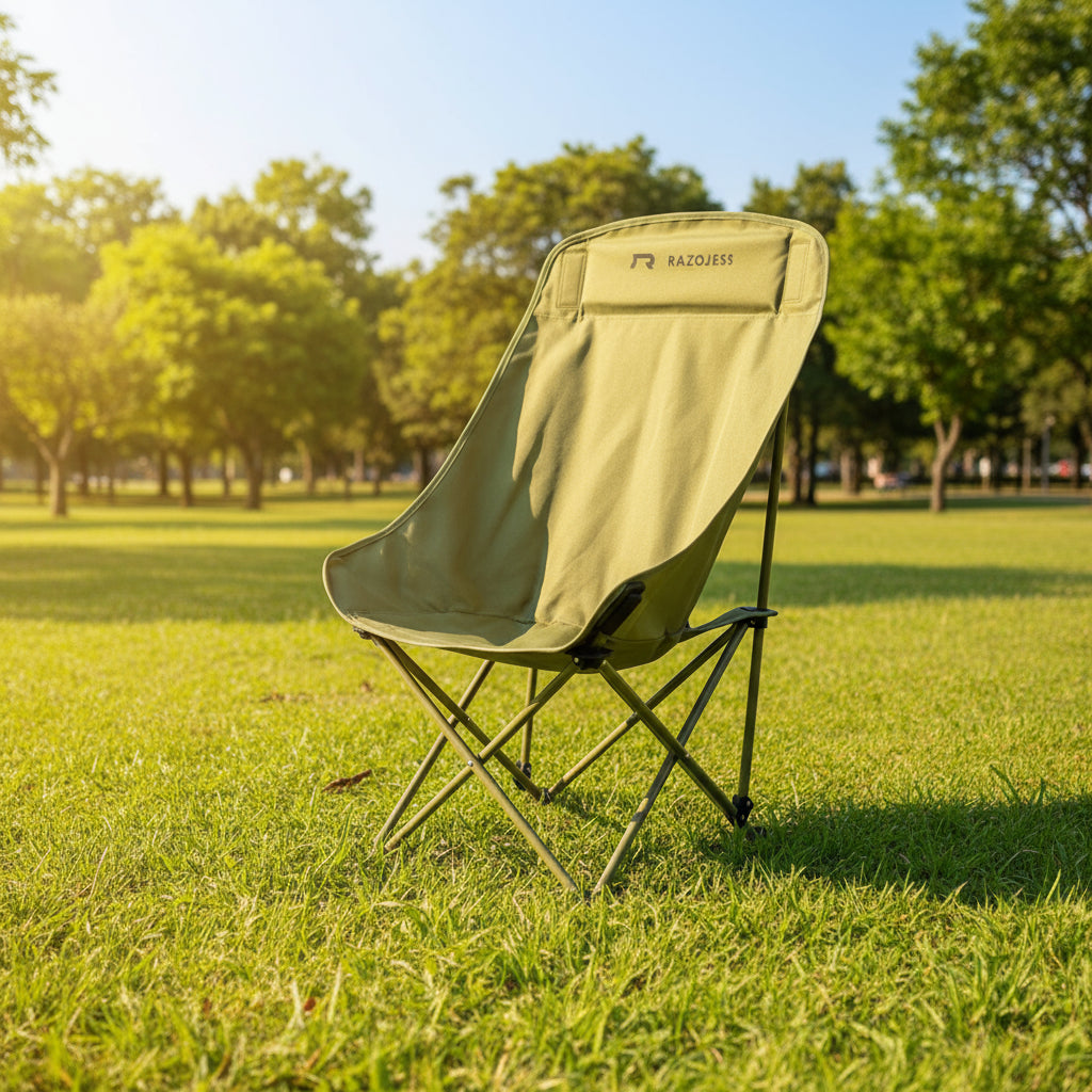 RAZOJESS Enlarged Moon Chair for Outdoor Camping Fishing Picnic  Green