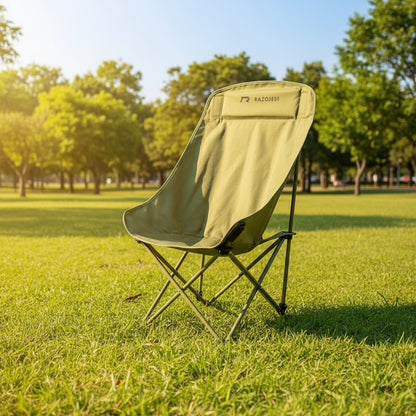 RAZOJESS Enlarged Moon Chair for Outdoor Camping Fishing Picnic  Green