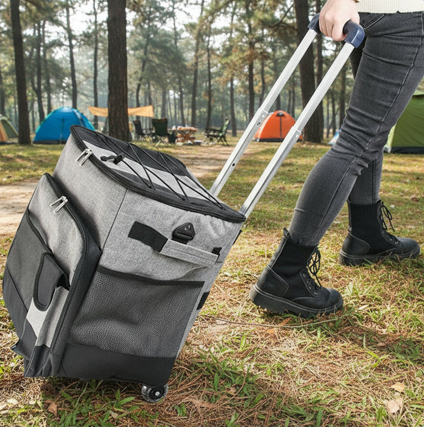 Cooler Picnic Bag Trolley Thermally Insulated - 36L - 60 cans - Grey - Drinks Food Cool Bag Rainproof