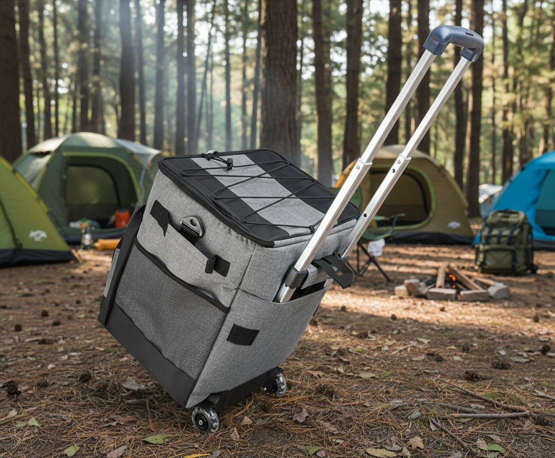 Cooler Picnic Bag Trolley Thermally Insulated - 36L - 60 cans - Grey - Drinks Food Cool Bag Rainproof