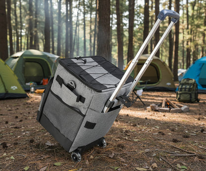 Cooler Picnic Bag Trolley Thermally Insulated - 36L - 60 cans - Grey - Drinks Food Cool Bag Rainproof